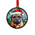 Bull Mastiff in Santa Hat Suncatcher Decoration